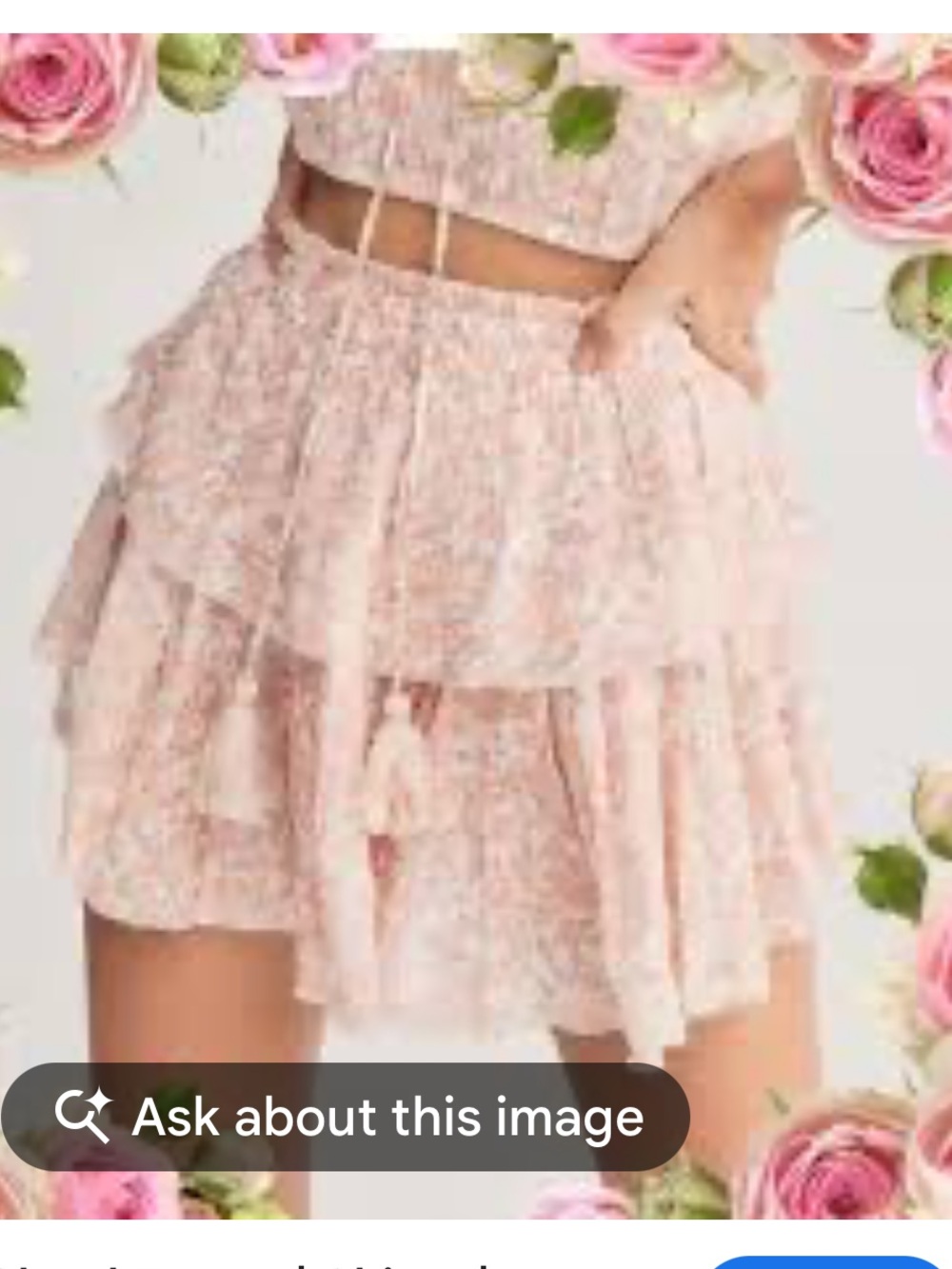 LoveShackFancy Peach Floral Tiered Ruffle Mini Skirt